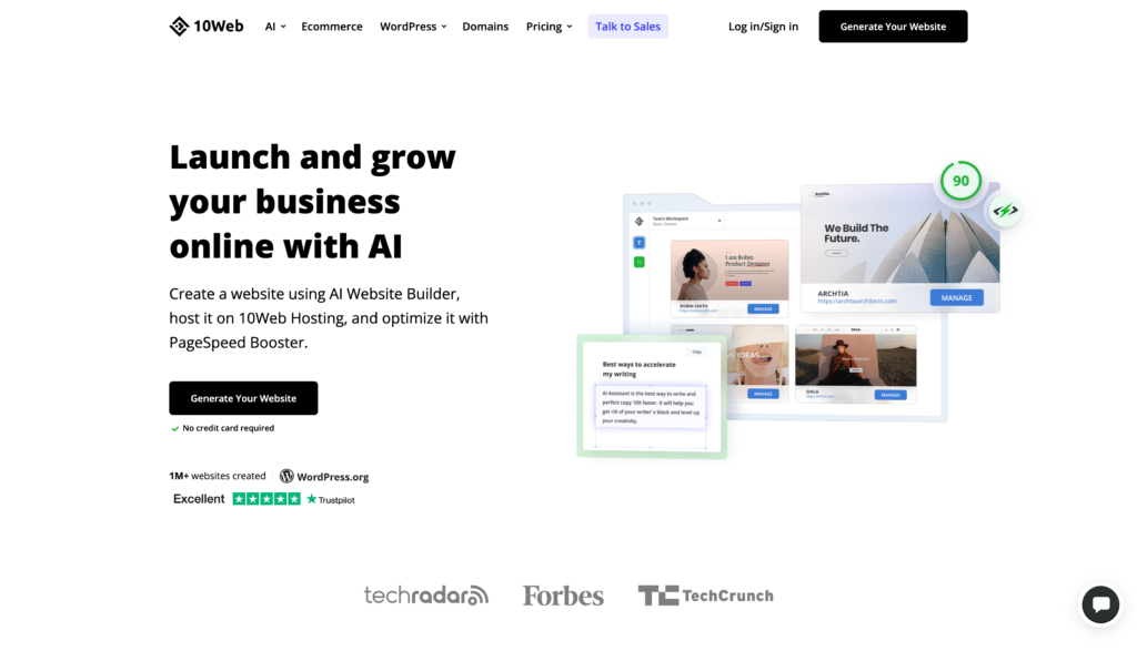 پلت فرم 10 Web AI Web Generator برای رشد کسب و کار