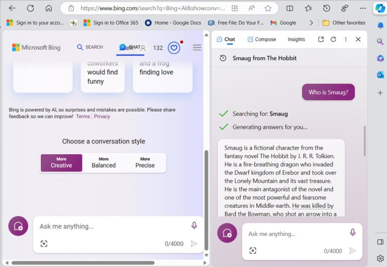 دسترسی به Copilot در Bing از طریق Microsoft Edge.