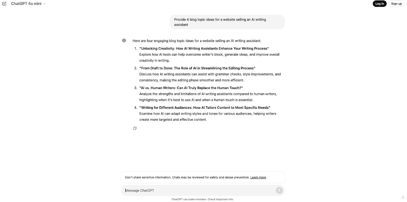 اسکرین شات ChatGPY OpenAI.