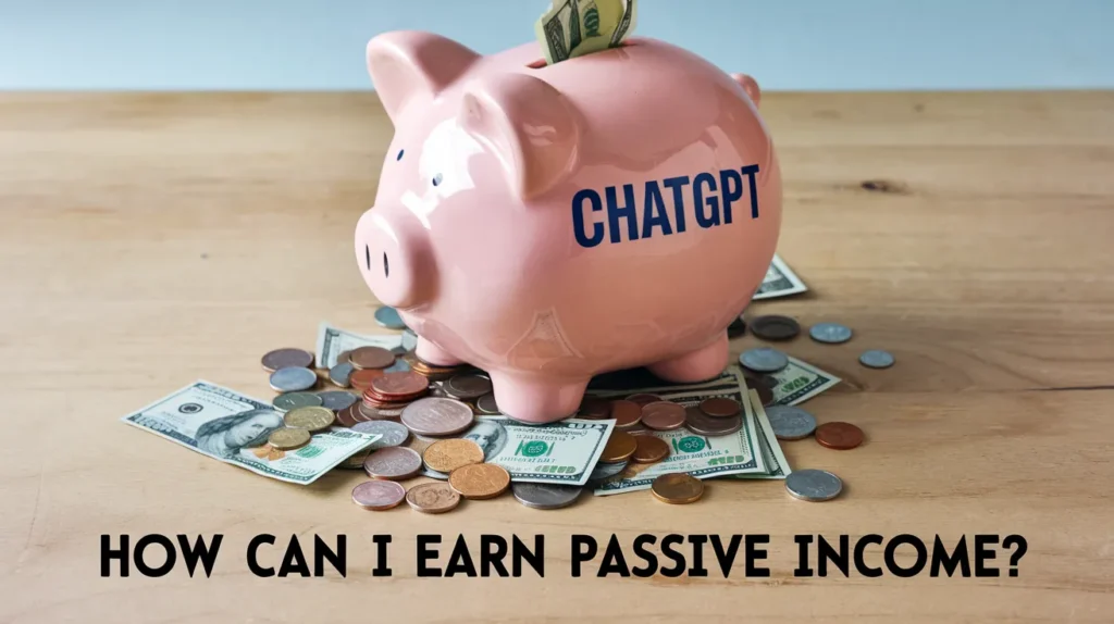 از ChatGPT در مورد کسب درآمد غیرفعال بپرسید، با یک قلک با برچسب 