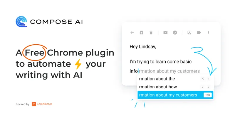 یک نمایش ساده بصری Compose AI، یک برنامه افزودنی هوش مصنوعی که نوشتن را در Google Chrome با پیشنهادات کارآمد و هوشمندانه خودکار می‌کند.