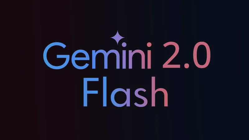 لوگوی Gemini 2.0 با کلمه «Flash» در رنگ‌های گرادیان، با پس‌زمینه‌ای تیره با جلوه‌ای ظریف شیب، نمادی از سرعت و نوآوری در زمینه هوش مصنوعی است.