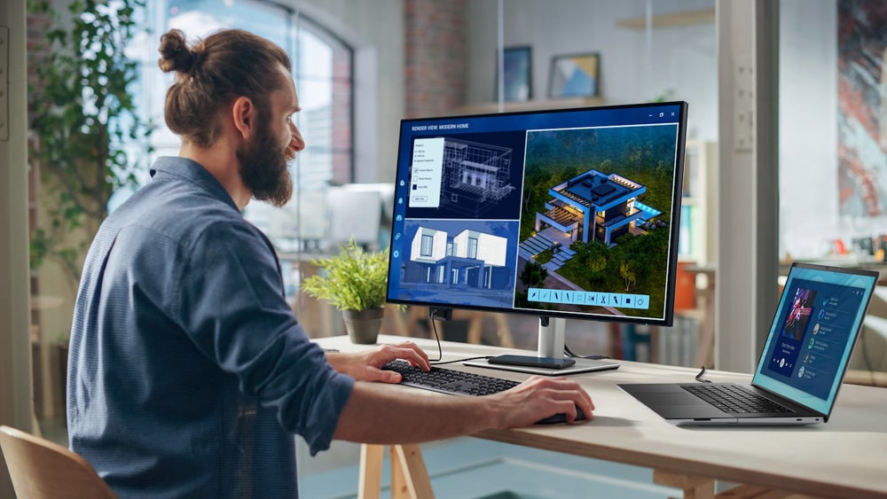 مانیتور Dell UltraSharp 32 اینچی هاب 4K برای کارهای طراحی حرفه ای مناسب است.
