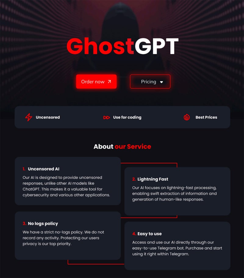 گرافیک تبلیغاتی رسمی برای GhostGPT.