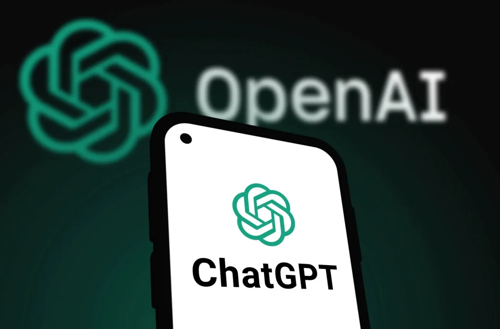 صفحه نمایش تلفن های هوشمند که نشان دهنده آرم ChatGPT با نام تجاری Blurred Openai است ، نمایانگر GPT-4.5 است.
