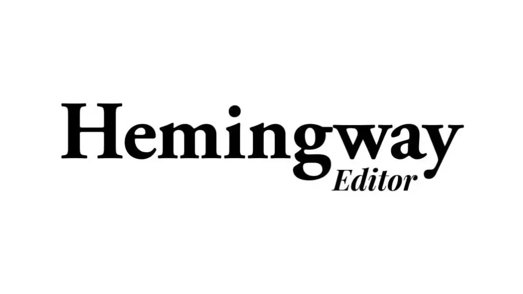 آرم ویرایشگر Hemingway که نام را در قلم کلاسیک نمایش داده است ، نمایانگر یک تصحیح کننده هوش مصنوعی است که بر روی نوشتن واضح و مختصر متمرکز شده است.