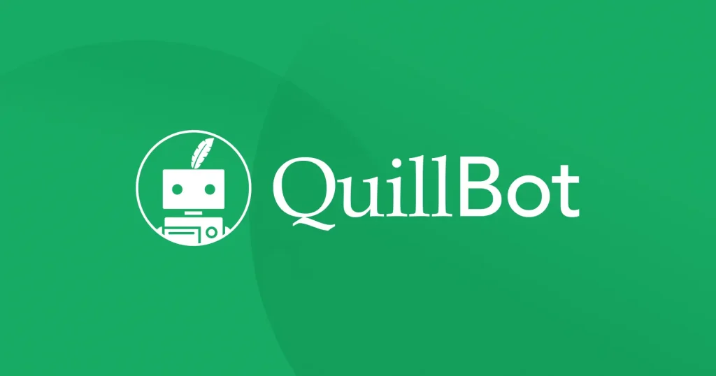 آرم Quillbot که دارای یک نماد ربات با یک کوئل روی سر خود است ، نمایانگر یک ابزار خوان AI و ابزار Paraphrasing است.