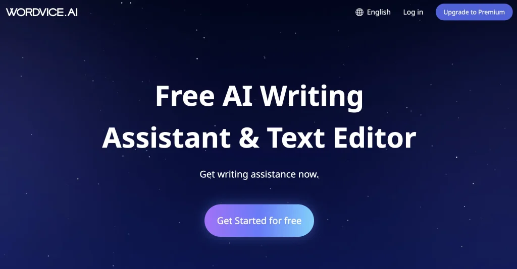 صفحه اصلی WordVice.ai نمایش یک پرچم 